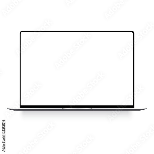 Laptop with white screen mock up. Vector.