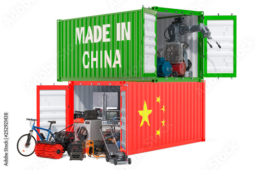 Canvas Print Production and shipping of electronic and appliances from China, 3D rendering