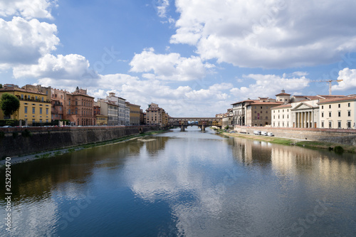 View on medieval bridge Ponte Vecchio over arno river. Florence  Firenze  Tuscany  Italy