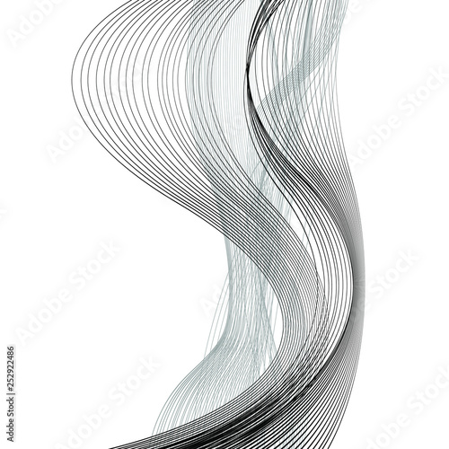 Abstract Black and White Pattern with Waves. Striped Linear Texture. 3D Illustration