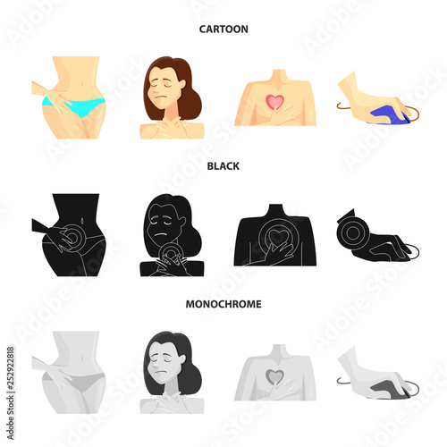 Vector illustration of hospital and rendering sign. Set of hospital and help stock vector illustration.