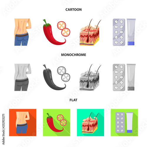 Isolated object of medical and pain  logo. Set of medical and disease vector icon for stock.