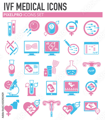 IVF icons set on white background for graphic and web design. Simple vector sign. Internet concept symbol for website button or mobile app.