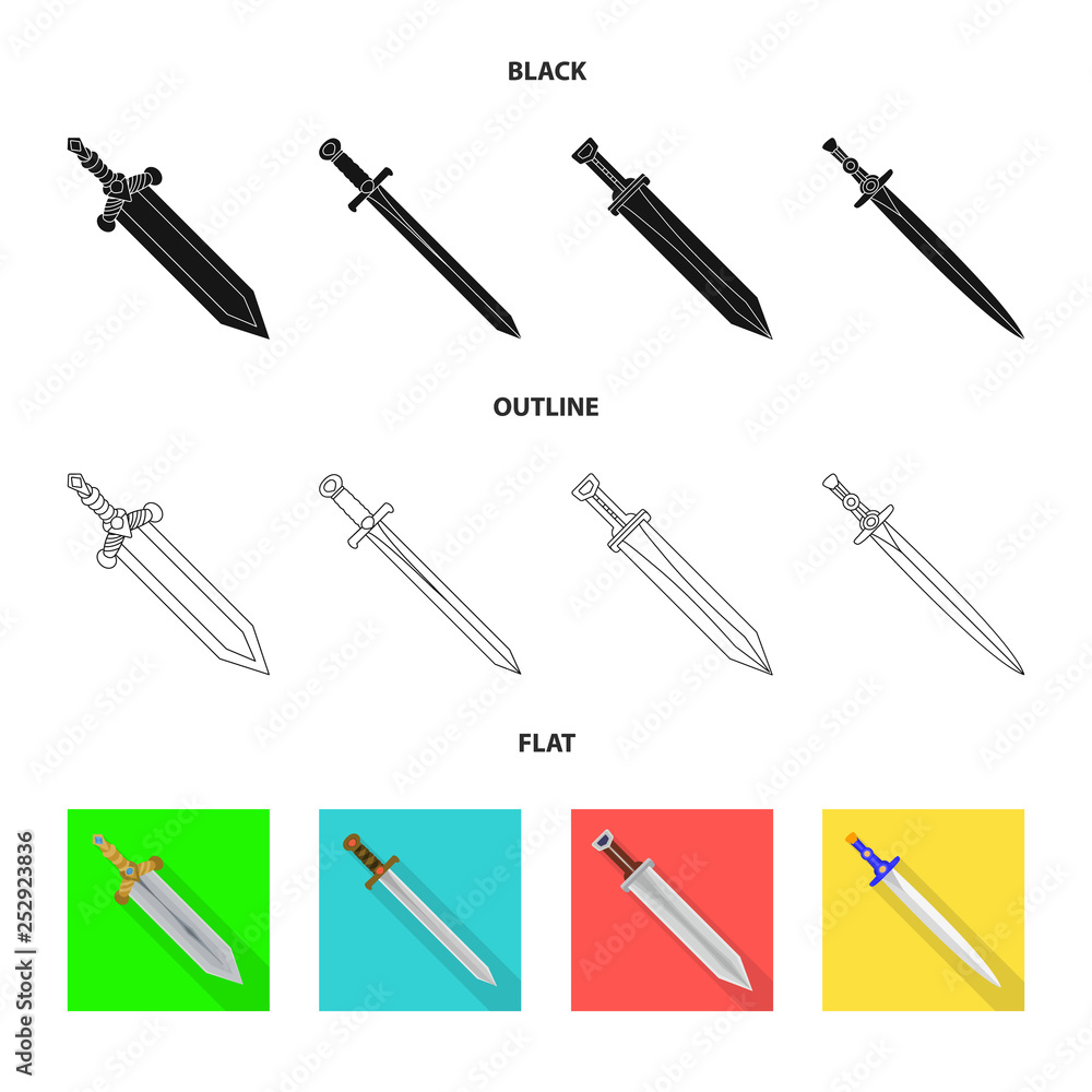 Isolated object of game and armor sign. Set of game and blade stock symbol for web. Isolated object of game and armor sign. Set of game and blade stock symbol for web.