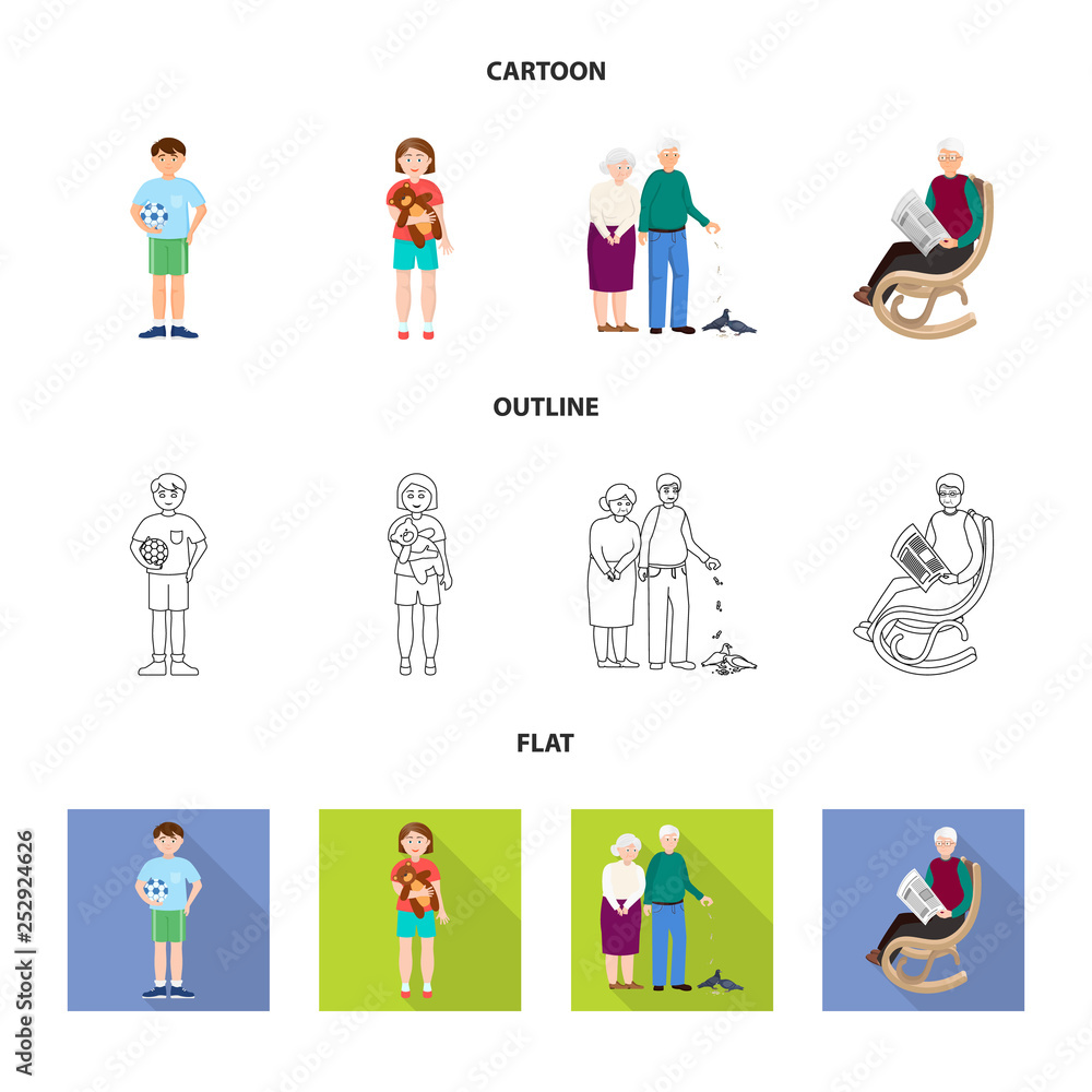 Vector illustration of character and avatar sign. Set of character and portrait stock vector illustration. Vector illustration of character and avatar sign. Set of character and portrait stock vector illustration.