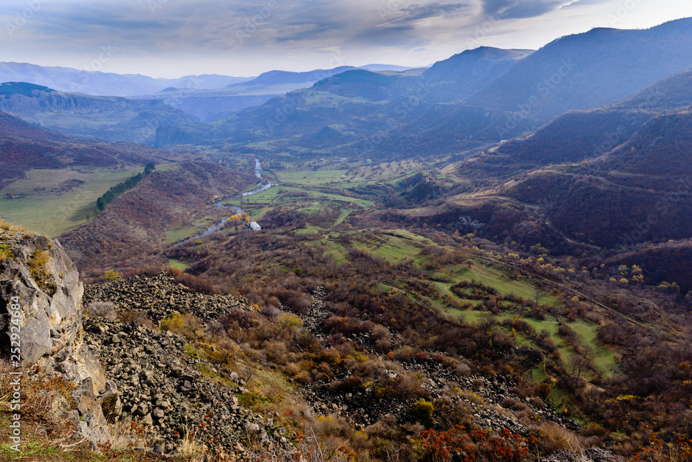 Naklejka premium Above view of Dzoraget river's gorge, Armenia