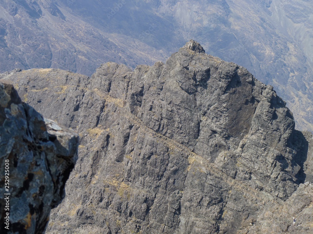 Collie's Ledge and Sgurr Mhic Connich on the Cuillin Ridge, Isle of Skye, Scotland