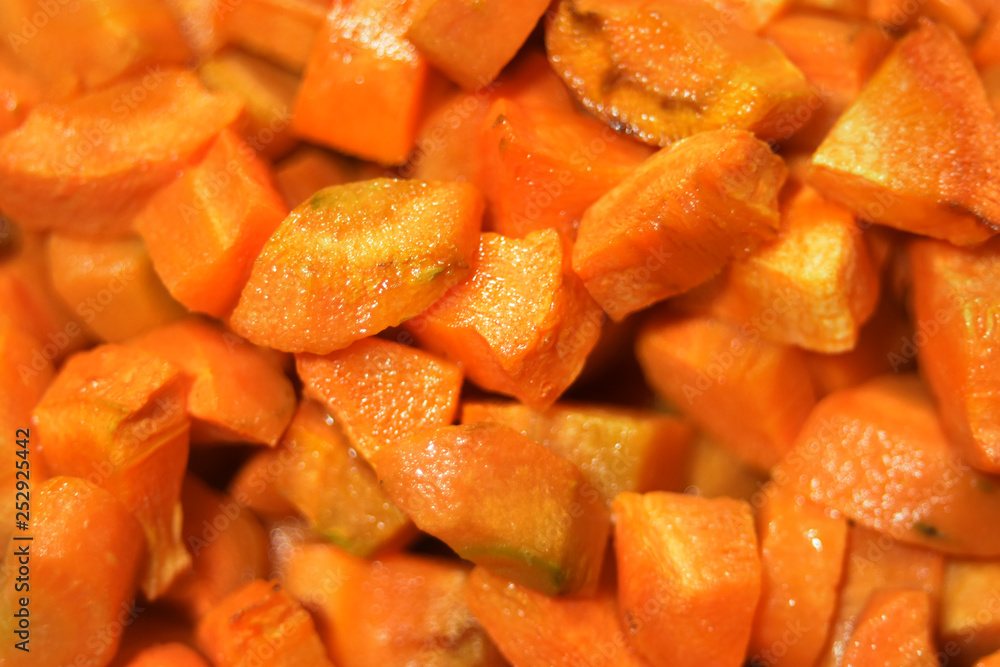 fried carrot pieces macro with blur effect fried carrot pieces macro with blur effect