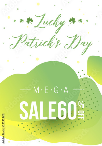 St Patricks Day sale banner template. Abstract gradient shapes background