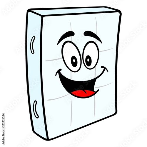 Bed Mattress Mascot - A vector cartoon illustration of a bedroom mattress mascot.