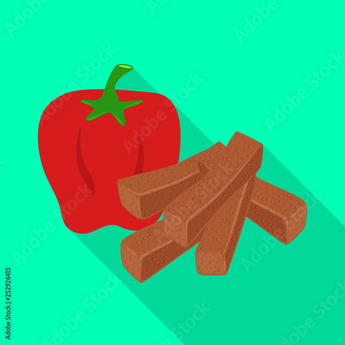 Vector illustration of croutons  and bread symbol. Set of croutons  and red stock vector illustration.