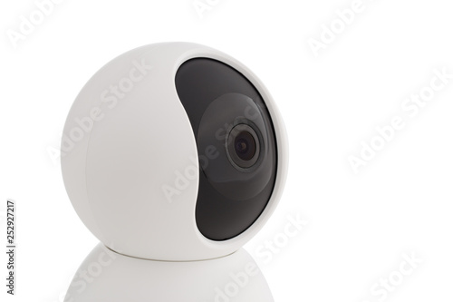 Security Camera on white background. Wireless camera closeup on a white background. photo