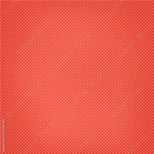 Pop art style banner design, square screen background in coral color, halftone dots effect, modern screen print texture, abstract vector background