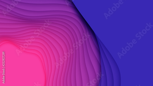 Vector 3D abstract background with paper cut neon shape. Colorful carving art. Paper craft Antelope canyon landscape with gradient colors. Minimalistic design for business presentations, flyers.