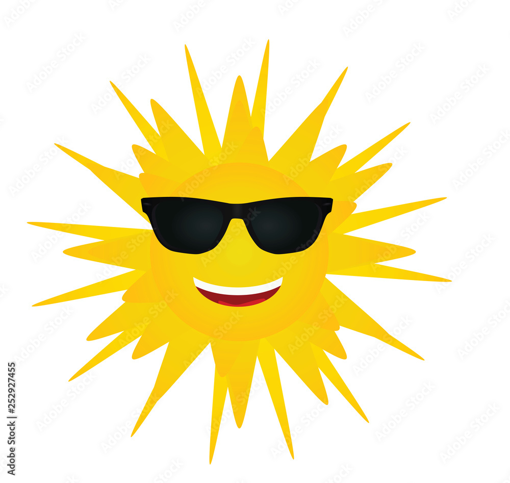 Smiling sun with sunglasses. vector illustration Smiling sun with sunglasses. vector illustration