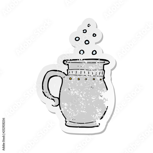 retro distressed sticker of a cartoon beer tankard