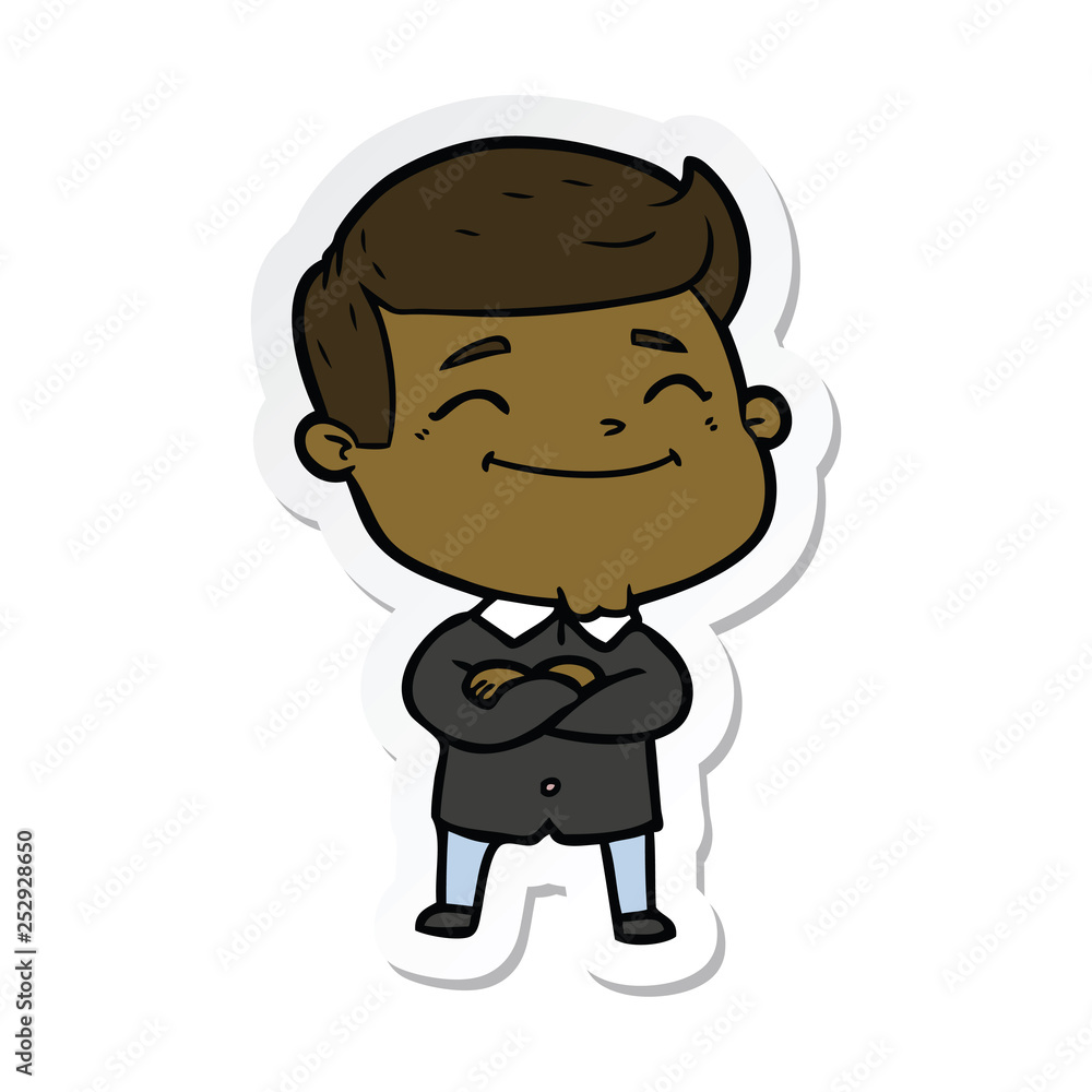 sticker of a happy cartoon man sticker of a happy cartoon man