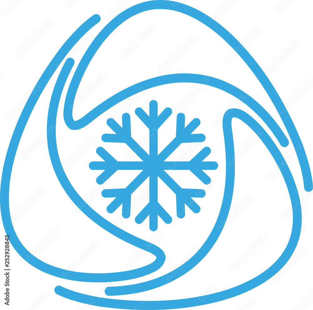 Drei Tropfen und Schneeflocke, Klimaanlage, Logo Drei Tropfen und Schneeflocke, Klimaanlage, Logo