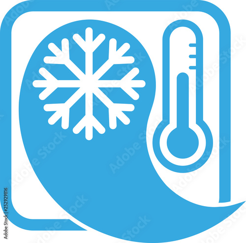 Tropfen mit Schneeflocke, Thermometer, Klimaanlage, Logo