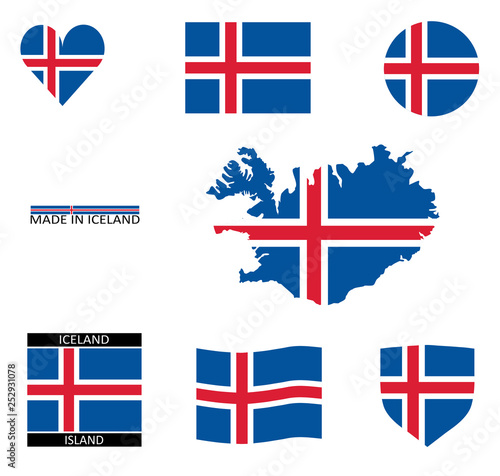 Drapeaux islandais et une carte