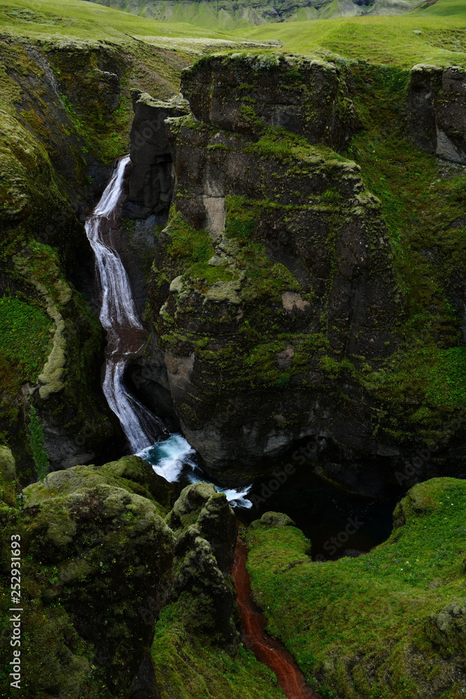 Waterfall in Fjadrargljufur canyon, Iceland