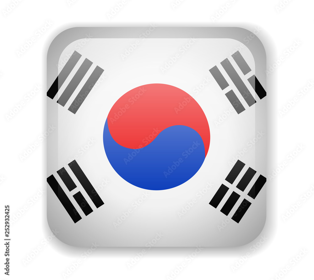 South Korea flag bright square icon. Vector Illustration South Korea flag bright square icon. Vector Illustration
