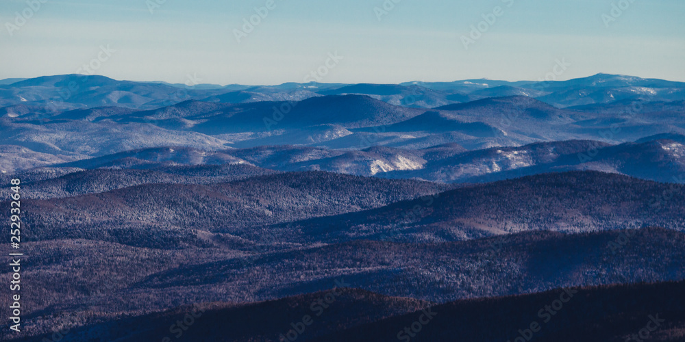 aerial view of mountains, Sheregesh, Russia