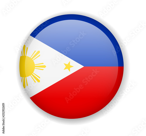 Philippines flag round bright icon vector Illustration