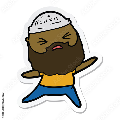 sticker of a cartoon man with beard