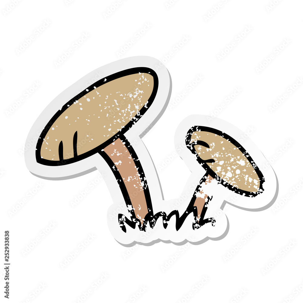 distressed sticker cartoon doodle of some mushrooms distressed sticker cartoon doodle of some mushrooms
