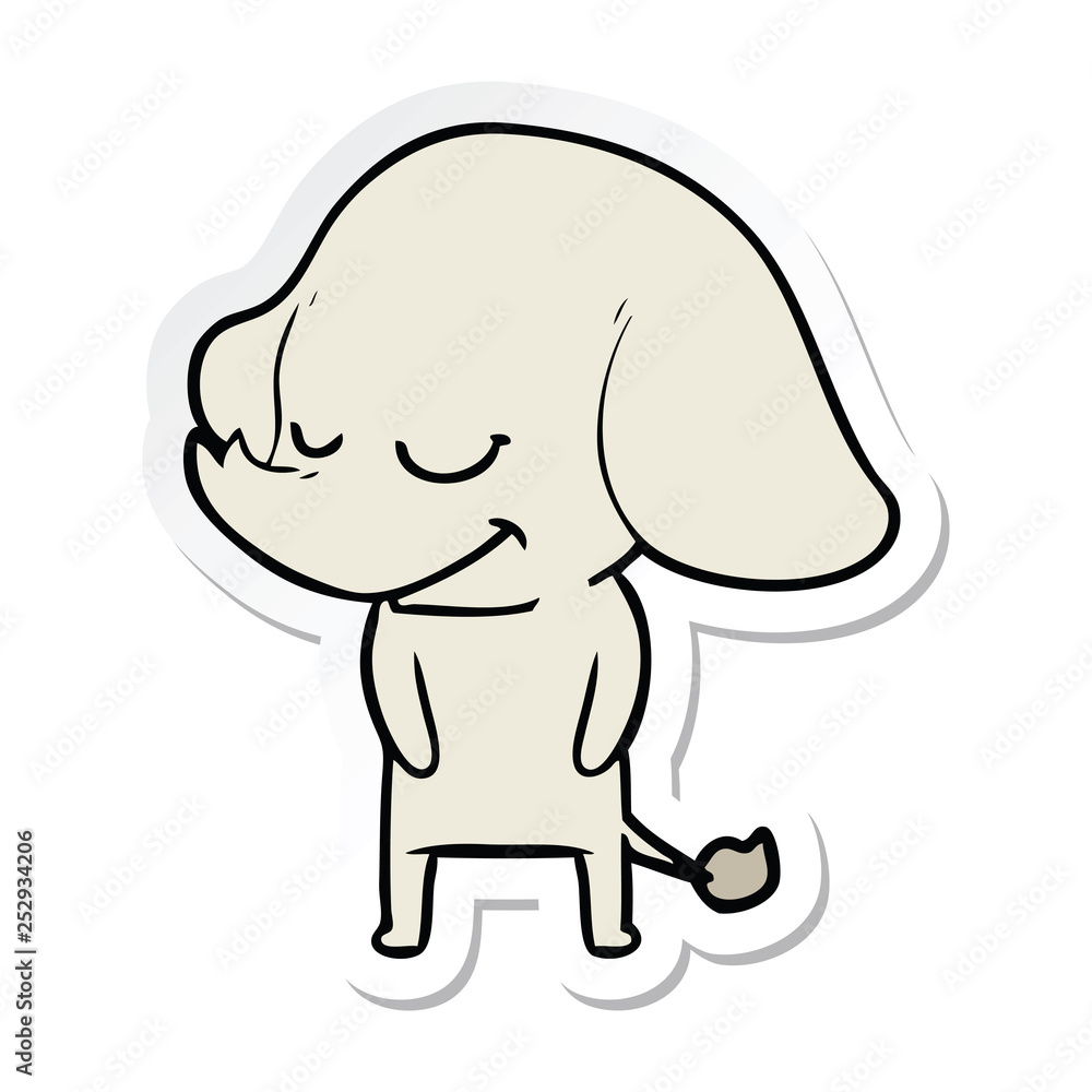 sticker of a cartoon smiling elephant sticker of a cartoon smiling elephant