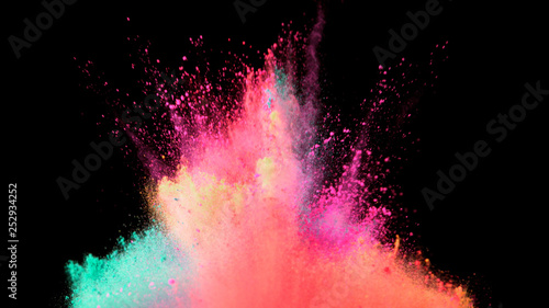 Slika na platnu Multi-color powder explosion on black background