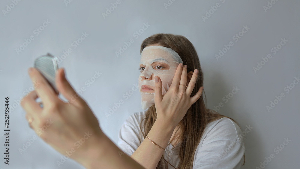 girl beautiful model face mask white backgroun girl beautiful model face mask white backgroun