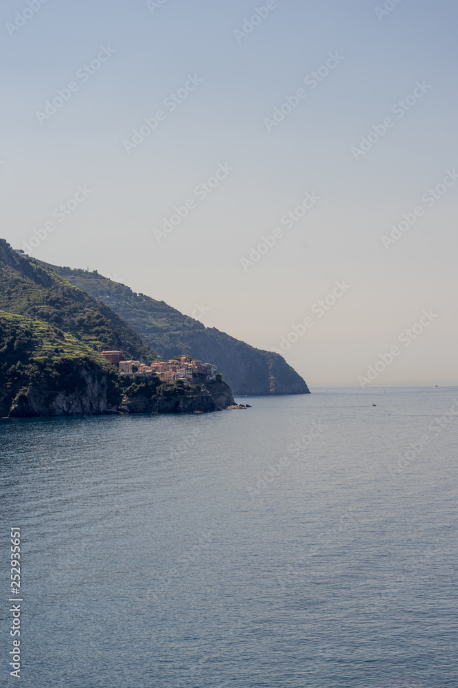 Italy, Cinque Terre, Corniglia, Manarola, SCENIC VIEW OF SEA AGAINST CLEAR SKY