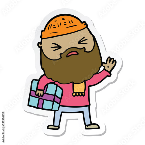 sticker of a cartoon man with beard