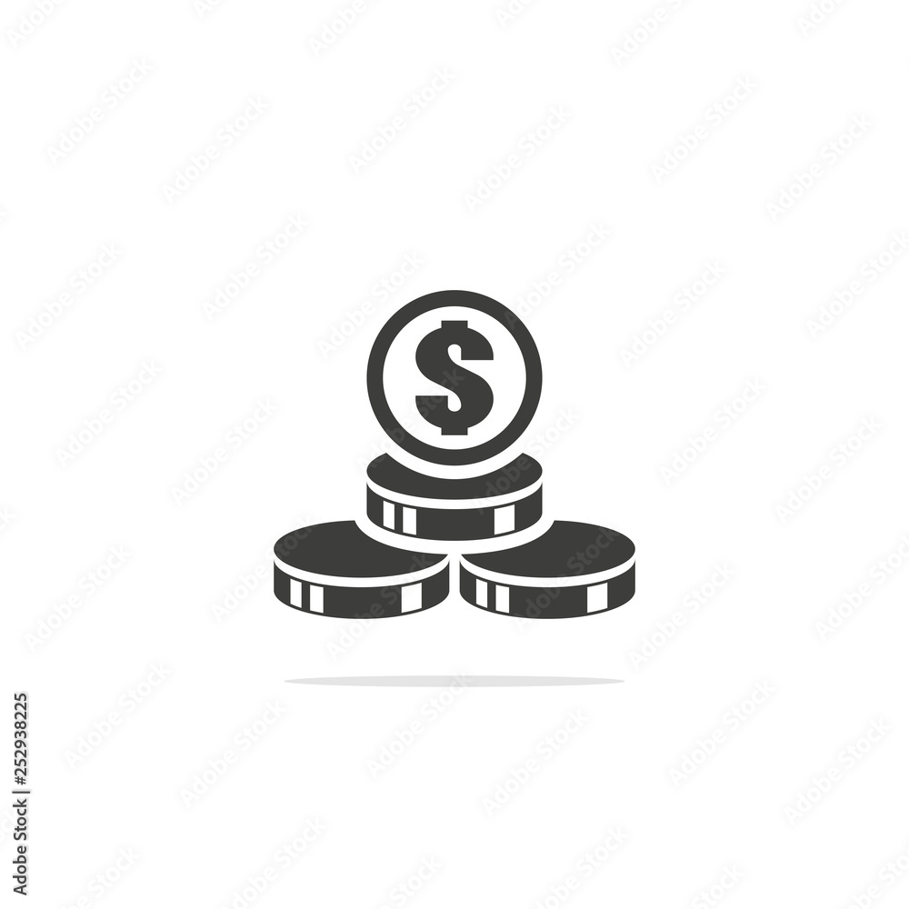 Monochrome coin vector illustration isolated on white background. Monochrome coin vector illustration isolated on white background.