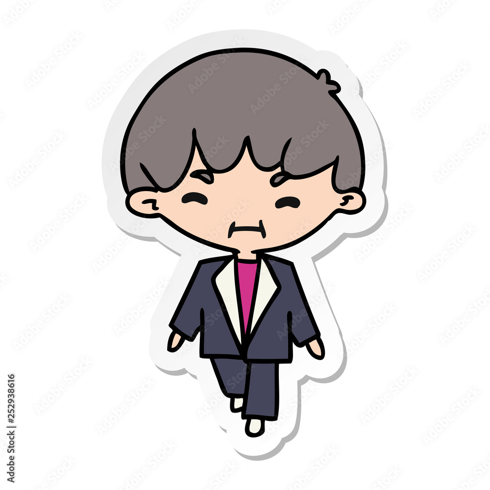 sticker cartoon kawaii cute businessman in suit sticker cartoon kawaii cute businessman in suit