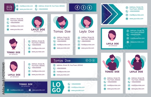 Email signature. Business template of ui signature with logo avatar and place for text vector pictures. Illustration of ui, web form user