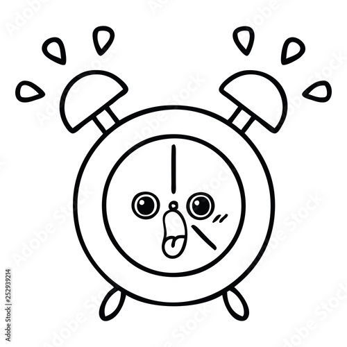 line drawing cartoon alarm clock