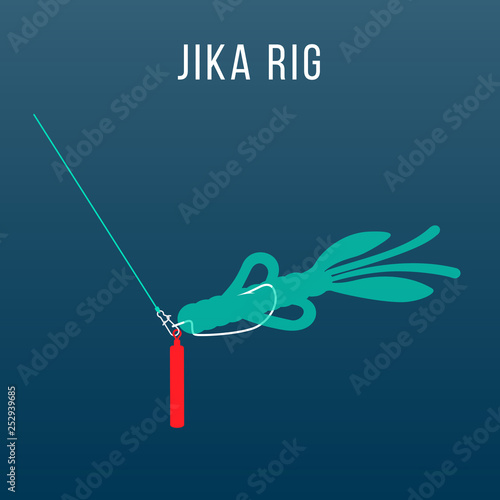 Jika rig fishing tackle on dark. 