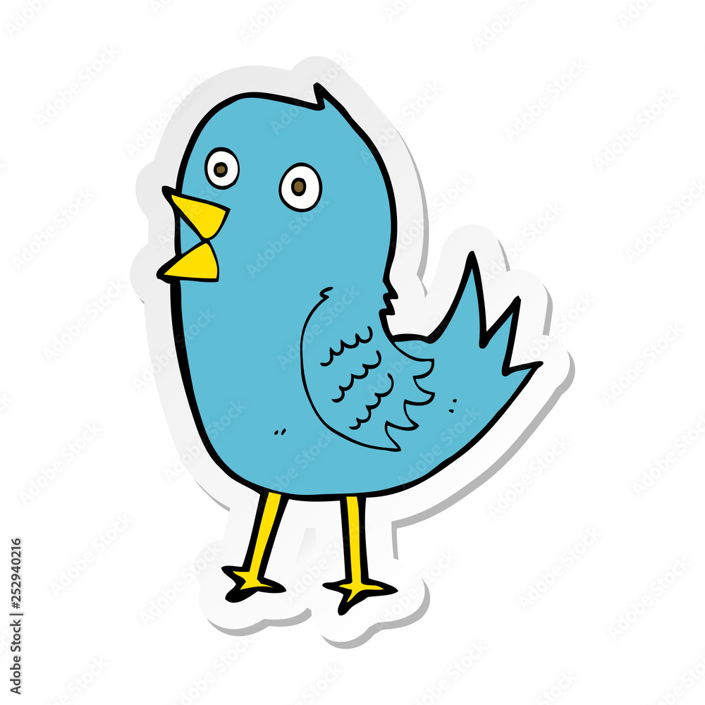 sticker of a cartoon bluebird sticker of a cartoon bluebird