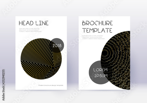 Trendy cover design template set. Gold abstract li