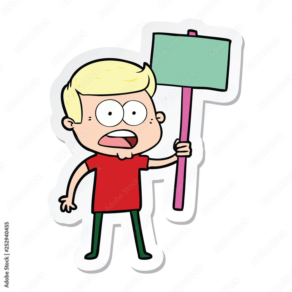 sticker of a cartoon shocked man sticker of a cartoon shocked man