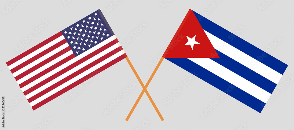 USA and Cuba. The United States of America and Cuban flags. Official colors. Correct proportion. Vector USA and Cuba. The United States of America and Cuban flags. Official colors. Correct proportion. Vector