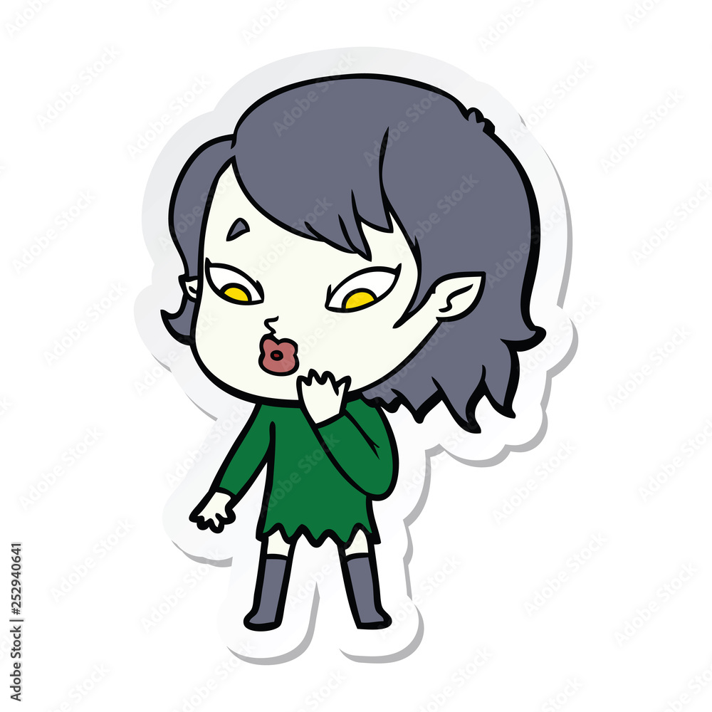 sticker of a cute cartoon vampire girl sticker of a cute cartoon vampire girl