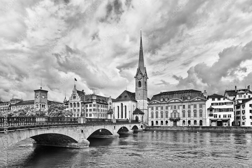 View on the old town seen from the river, Zurich, Switzerland