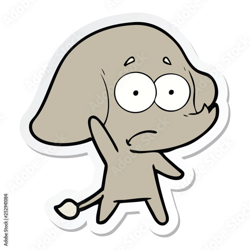 sticker of a cartoon unsure elephant