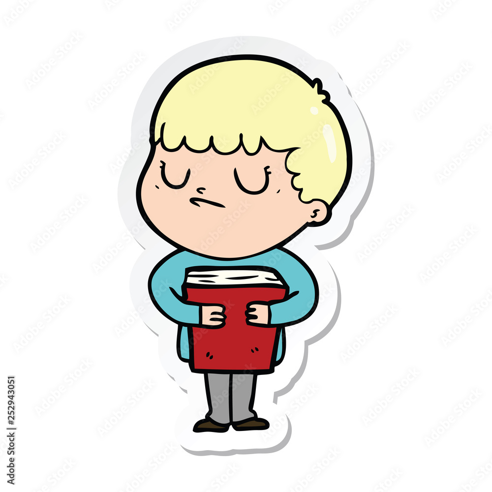 sticker of a cartoon grumpy boy sticker of a cartoon grumpy boy