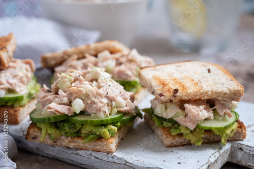 Healthy Tuna Sandwich with Avocado and Cucumber