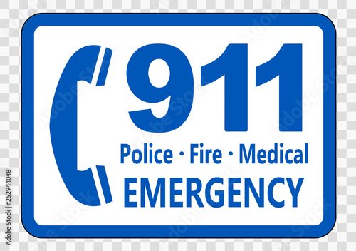 Call 911 Sign on transparent background